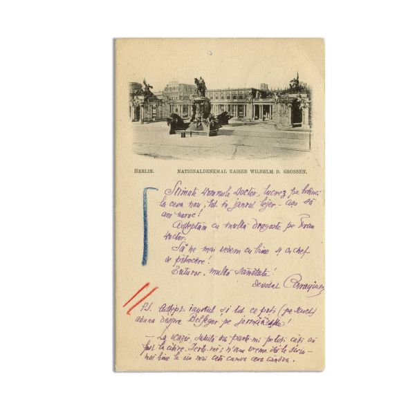 I. L. Caragiale, carte poștală către Paul Zarifopol, 23. 01. 1909