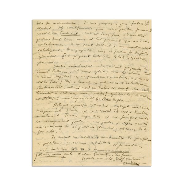Octav Șuluțiu, scrisoare pentru Mircea Eliade, 1933