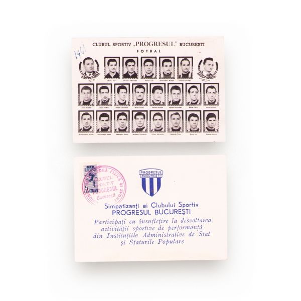 Clubul sportiv „Progresul”, două fotografii cu jucătorii + felicitare cu autografe 