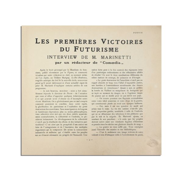 Publicația „POESIA”, anul V, 1909, Declarația Futurismului