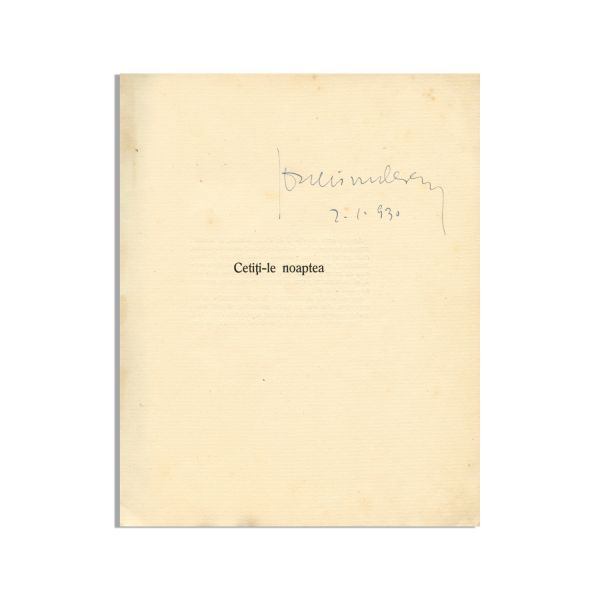 Ion Minulescu, Cetiți-le noaptea, 1930, exemplar bibliofil cu autograf