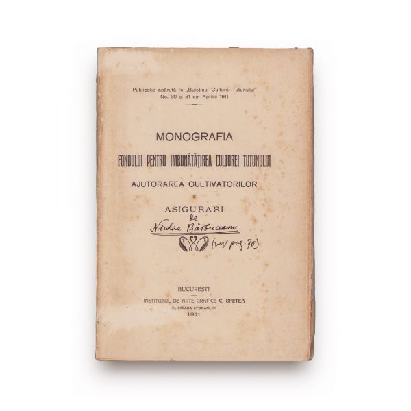Nicolae Bărbuceanu, Monografia fondului pentru îmbunătățirea culturii tutunului, 1911