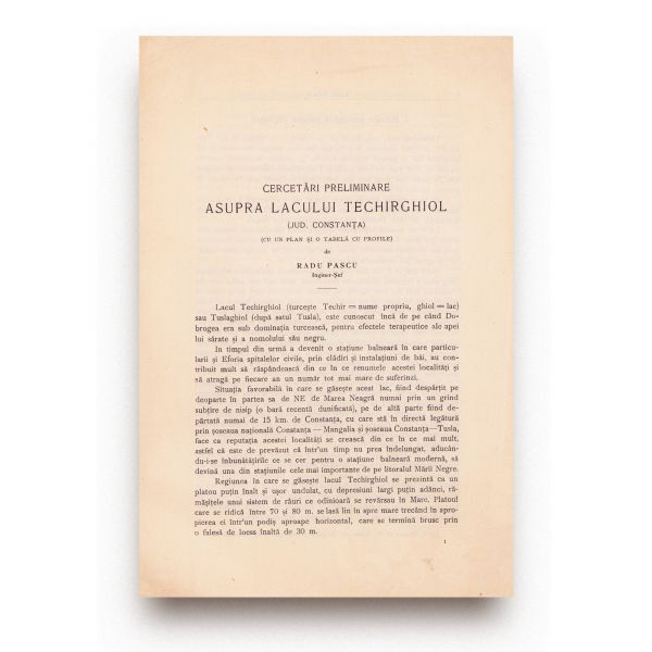 Radu Pascu, Cercetări preliminare asupra lacului Techirghiol, 1911