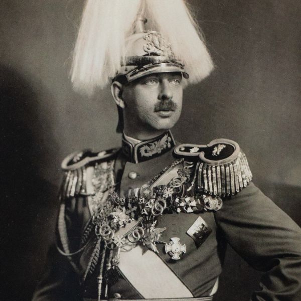 Regele Carol al II-lea, reproducere fotografică + bilet cu semnătură + cifru 