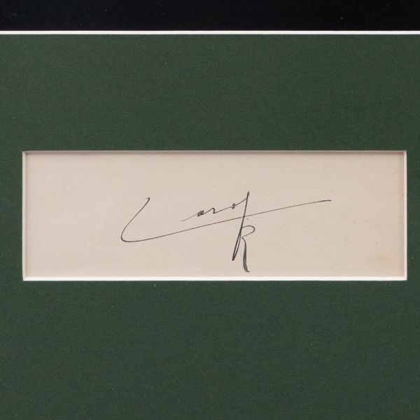 Regele Carol al II-lea, reproducere fotografică + bilet cu semnătură + cifru 