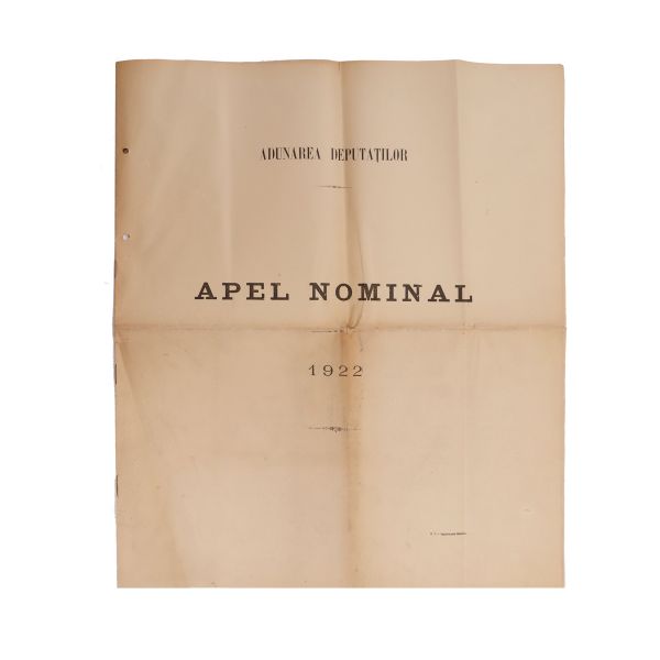 Adunarea Deputaților, Apel Nominal, 1922
