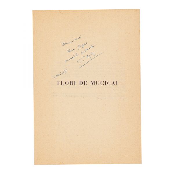 Tudor Arghezi, Flori de Mucigai, 1931, cu dedicație pentru Elena Gagea