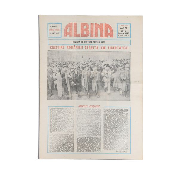 Publicația „Albina”, Anul 93, Nr. 1, serie nouă, ianuarie 1990