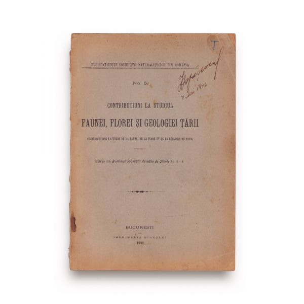 Contribuțiuni la studiul faunei, florei și geologiei țării, 1922 