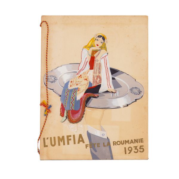 Meniul cinei L’UMFIA, Fête la Roumanie, 11 aprilie 1935 - Piesă colorată manual