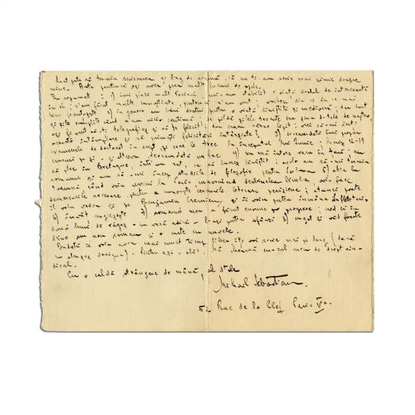 Mihail Sebastian, scrisoare pentru Camil Petrescu, 30 aprilie 1930