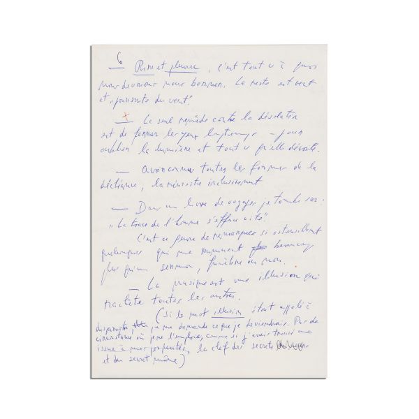 Emil Cioran, Aveux et anathèmes, manuscrisul lucrării integrale