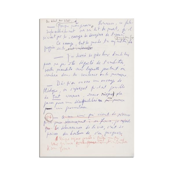 Emil Cioran, Aveux et anathèmes, manuscrisul lucrării integrale