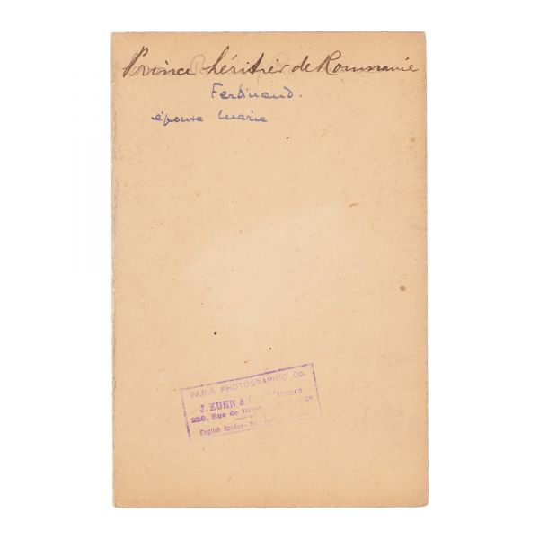 Regele Ferdinand I în uniformă de mare ținută, fotografie de cabinet, atelier F. Mandy
