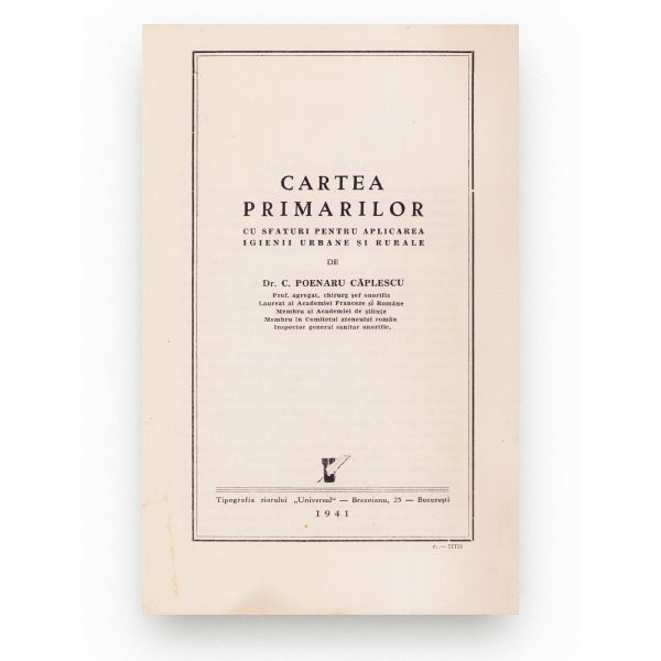 Dr. C. Poenaru Căplescu, Cartea primarilor, 1941