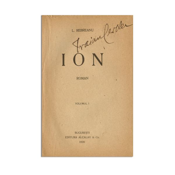 Liviu Rebreanu, Ion, 1920, două volume + carte de vizită cu însemnare olografă