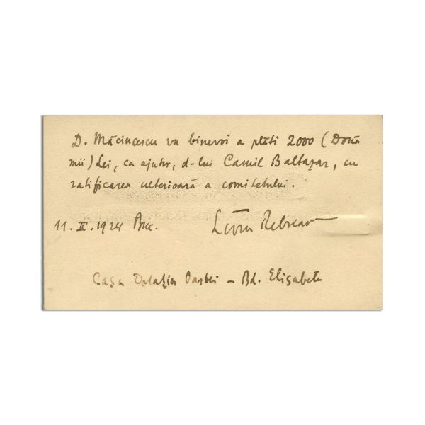 Liviu Rebreanu, Ion, 1920, două volume + carte de vizită cu însemnare olografă