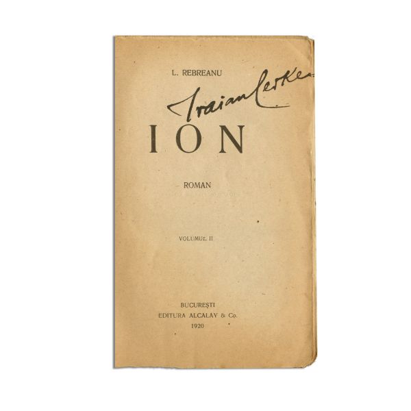 Liviu Rebreanu, Ion, 1920, două volume + carte de vizită cu însemnare olografă