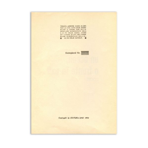 Virgil Carianopol, Un ocean, o frunte în exil, 1934, cu dedicație olografă