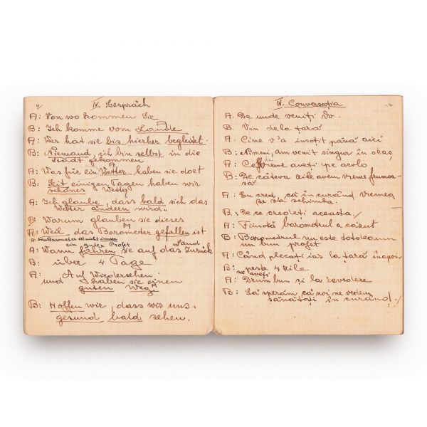 Regele Ferdinand, regele Carol al II-lea și principele Mihai, două caiete de elevi cu portretele acestora  