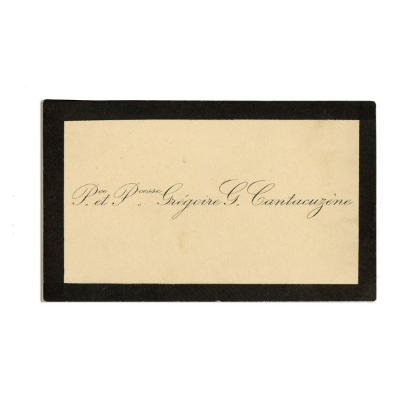 Ecaterina și Grigore G. Cantacuzino, fotografie format carte-de-visite și două cărți de vizită