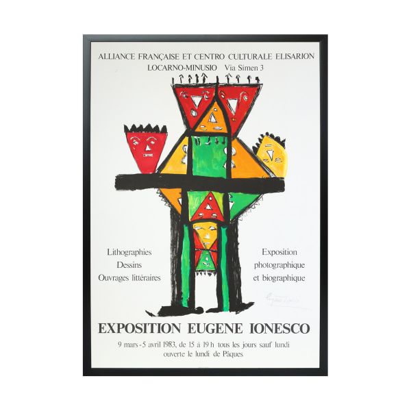Eugen Ionescu, afiș de expoziție, 1983, cu autograf 