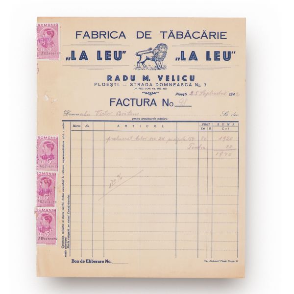 Fabrica de tăbăcărie „La Leu” și Fabrica de cloșuri „Heller & Deutsch”, trei facturi