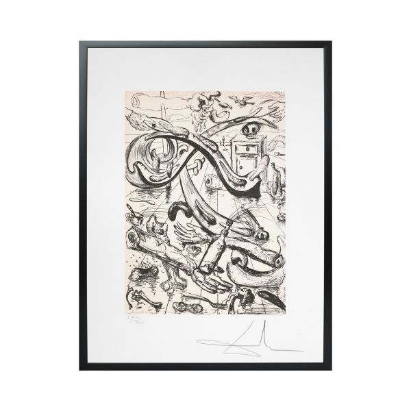 Salvador Dali, Grains et issues [de Tristan Tzara], litografie semnată olograf