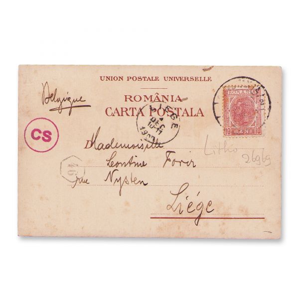 Suvenir din Bucuresci, carte poștală litografiată, 1900