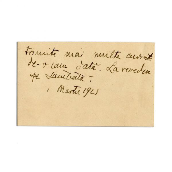 Corneliu Moldovanu, carte de vizită cu însemnare olografă