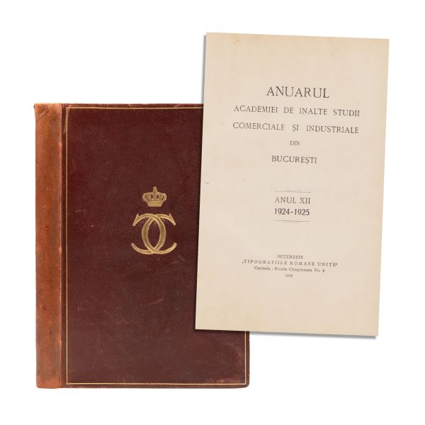 Anuarul Academiei de Înalte Studii Comerciale și Industriale din București, 1925, cu monograma regelui Carol al II-lea