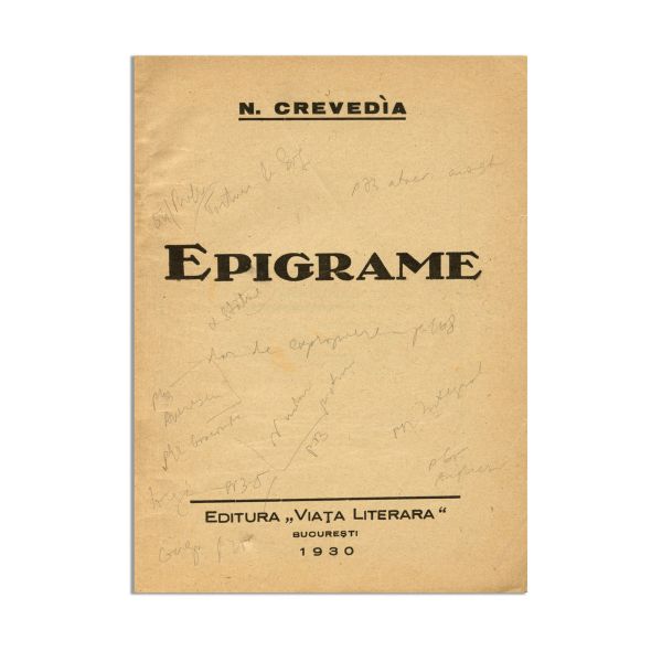 N. Crevedia, Epigrame, 1930, cu dedicație olografă