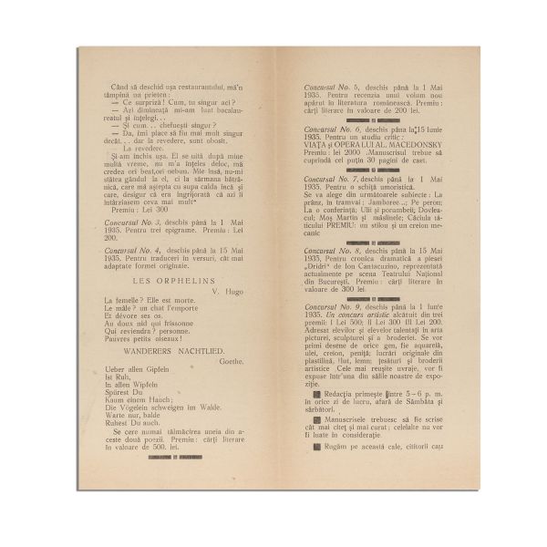 Publicația „Scriitorul de Mâine”, Anul I, Nr. 1, 15 aprilie 1935