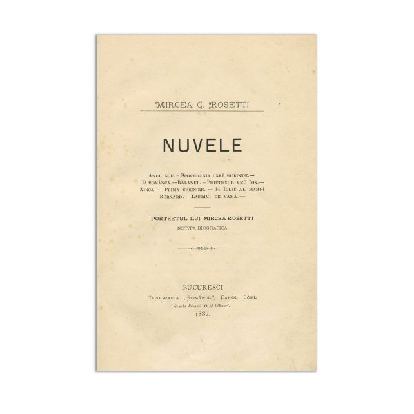 Mircea C. Rosetti, Nuvele, 1882, cu semnătura autorului