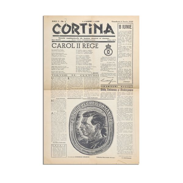 Publicația „Cortina”, Anul I, Nr. 1, 8 iunie 1940