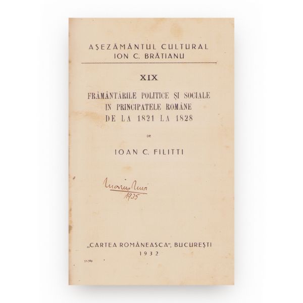 Ioan C. Filitti, 3 volume despre Principatele Române în perioada 1821-1848
