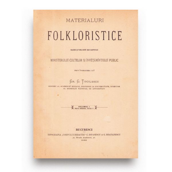 Gr. G. Tocilescu, Materiale folkloristice, 1900, trei volume, cu semnătura lui M. Beniuc