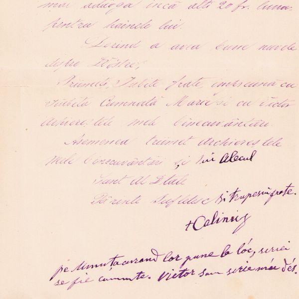 Mitropolitul Calinic Miclescu, scrisoare pentru fratele său Dimitrie Miclescu, 1880
