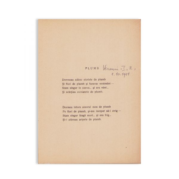 George Bacovia, Plumb. Poezii, 1916, Prima ediție
