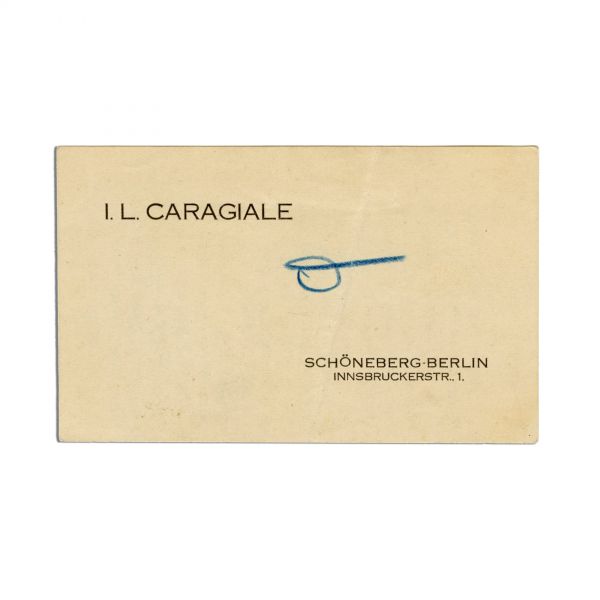 I. L. Caragiale, carte de vizită cu amplă însemnare olografă pentru Paul Zarifopol