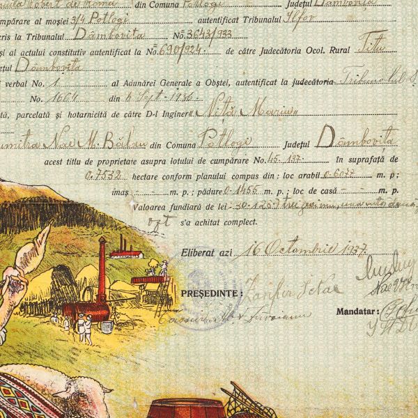 Titlu de proprietate pentru o moșie din Potlogi, 1937