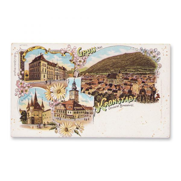 Salutări din Kronstadt - Brașov, carte poștală litografiată, 1899 