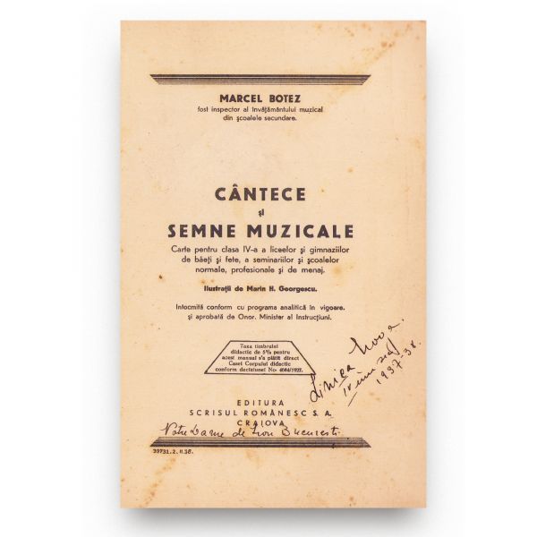 Marcel Botez, Cântece și semne muzicale, 1933-1936, trei manuale de muzică