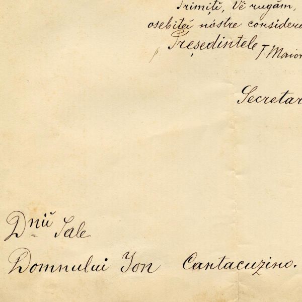 Titu Maiorescu, scrisoare pentru Ioan Cantacuzino, 21 octombrie 1886