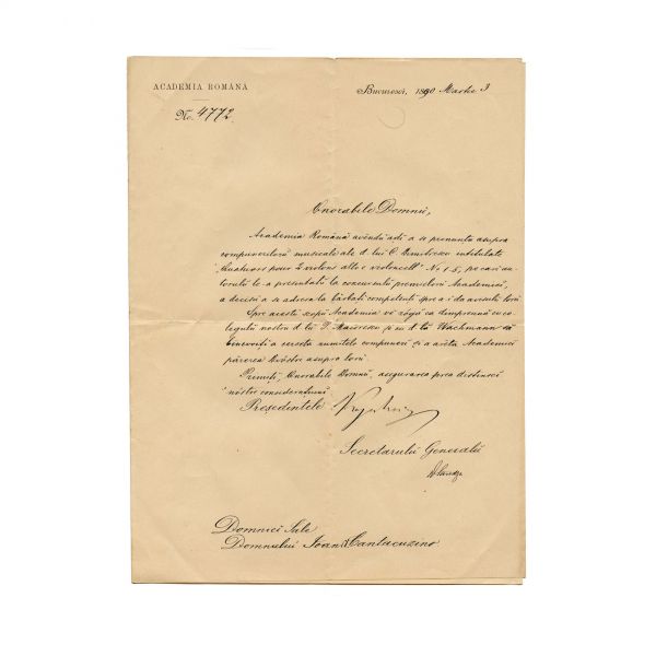 Mihail Kogălniceanu, scrisoare pentru Ioan Cantacuzino, 3 martie 1890 