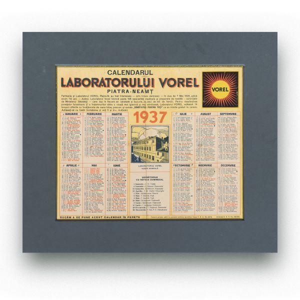 Calendarul Laboratorului „Vorel”, Piatra-Neamț, 1937