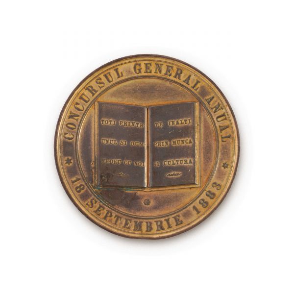 Societatea Cooperativă a Constructorilor și Meseriașilor Români, medalie din cupru aurit, 1883