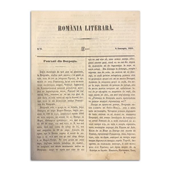Publicația „România Literară”, trei numere și trei suplimente, 1855 - Vasile Alecsandri