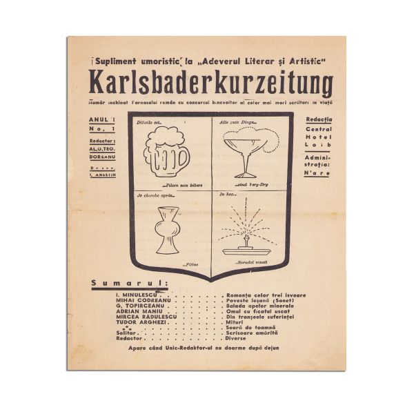 Publicația „Karlsbaderkurzeitung”, Anul I, Nr. 1, supliment umoristic la „Adevărul Literar și Artistic”