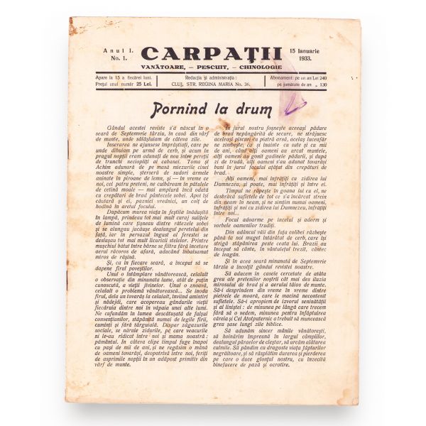 Publicația „Carpații”, Anul I-VII, 1933-1939, 25 de numere